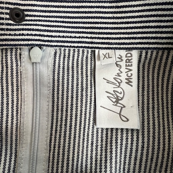 McVerdi Skirt Striped Blue & Gray Size XL Below Knee Length Straight 100% Cotton - Picture 7 of 7